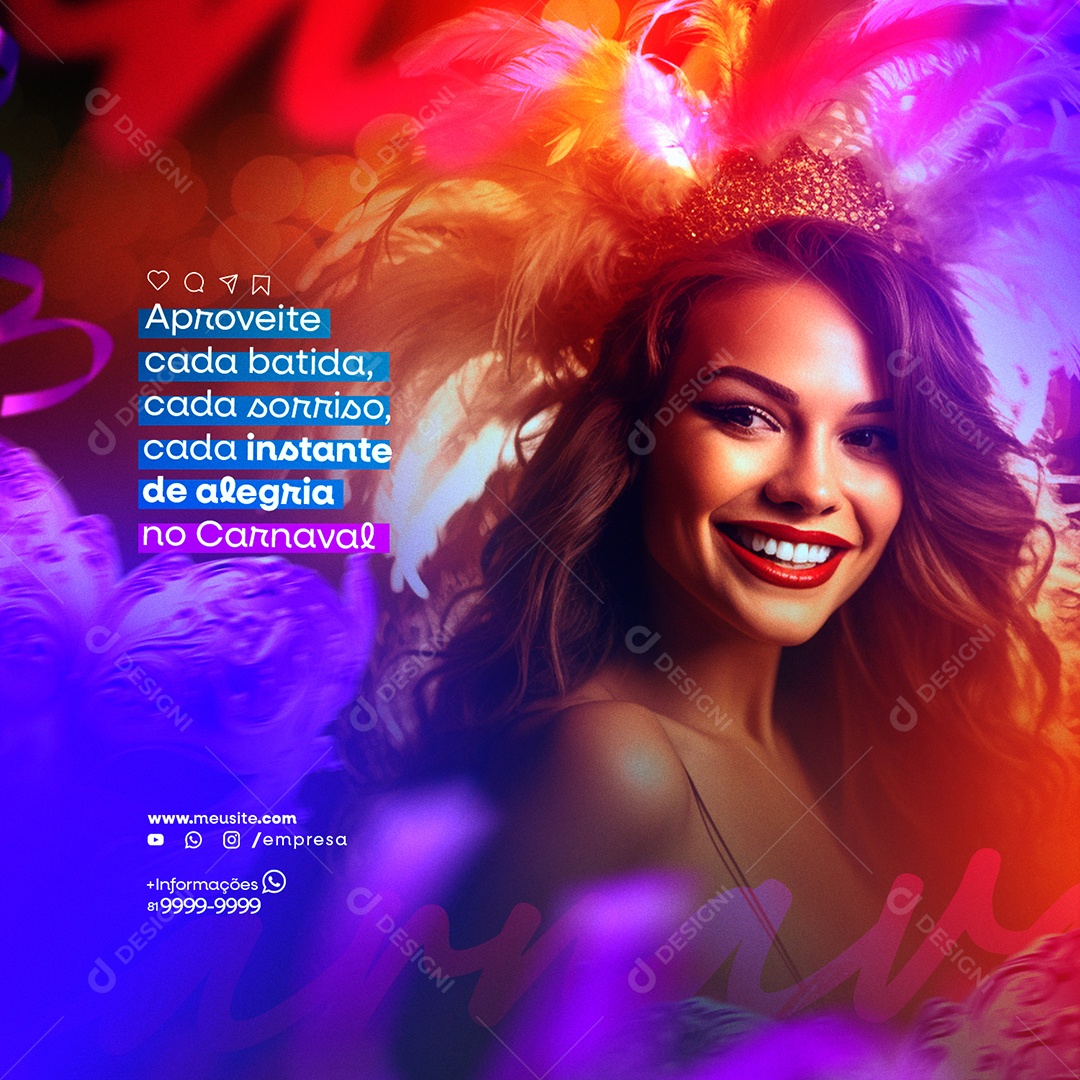 Aproveite Cada Batida Cada Sorriso Carnaval Social Media PSD Editável