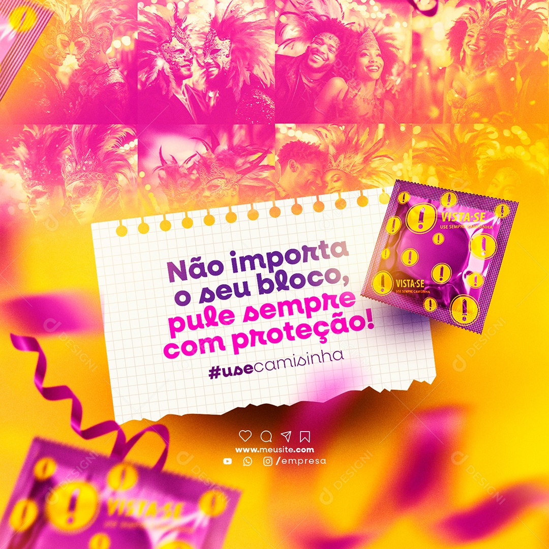 Social Media Não Importa o Seu Bloco Use Camisinha PSD Editável