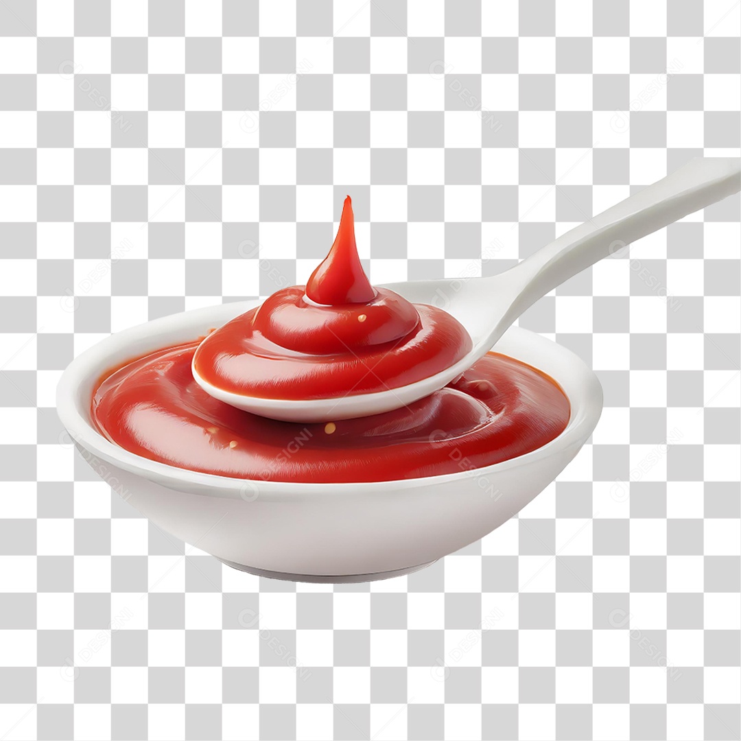 Ketchup em Colher de Plástico PNG Transparente