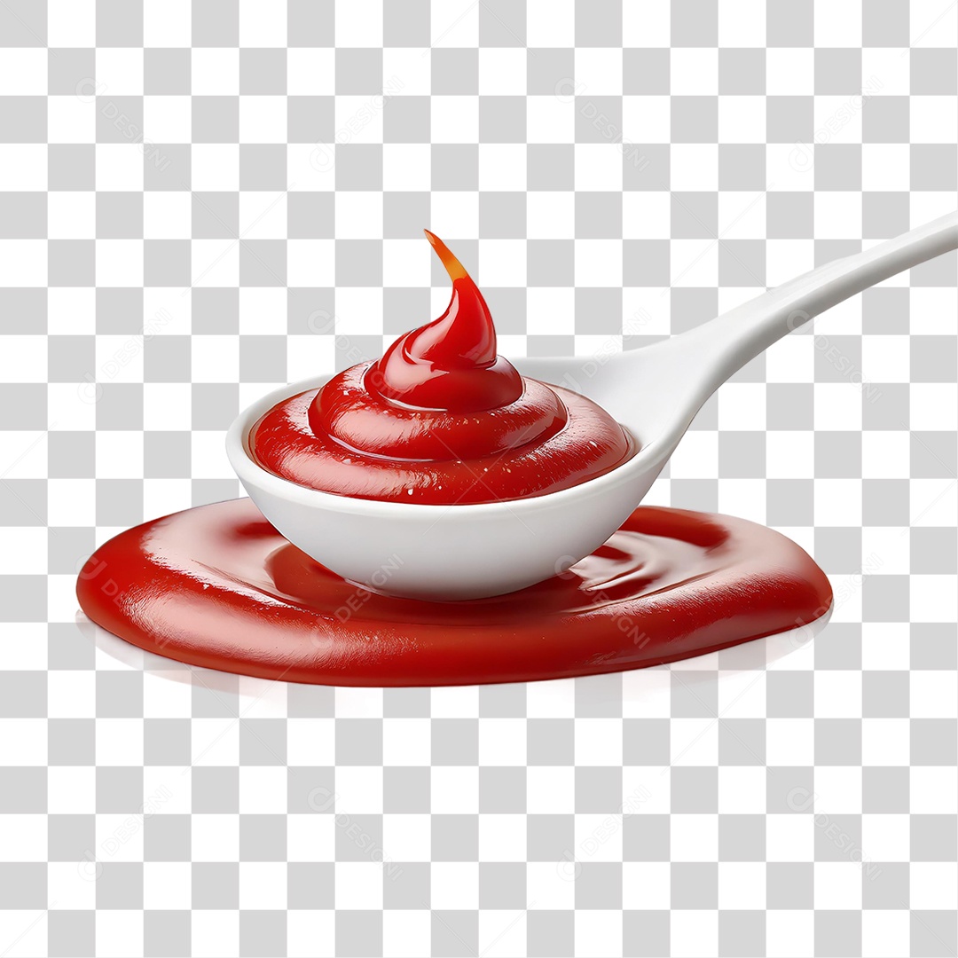 Ketchup em Colher de Plástico PNG Transparente