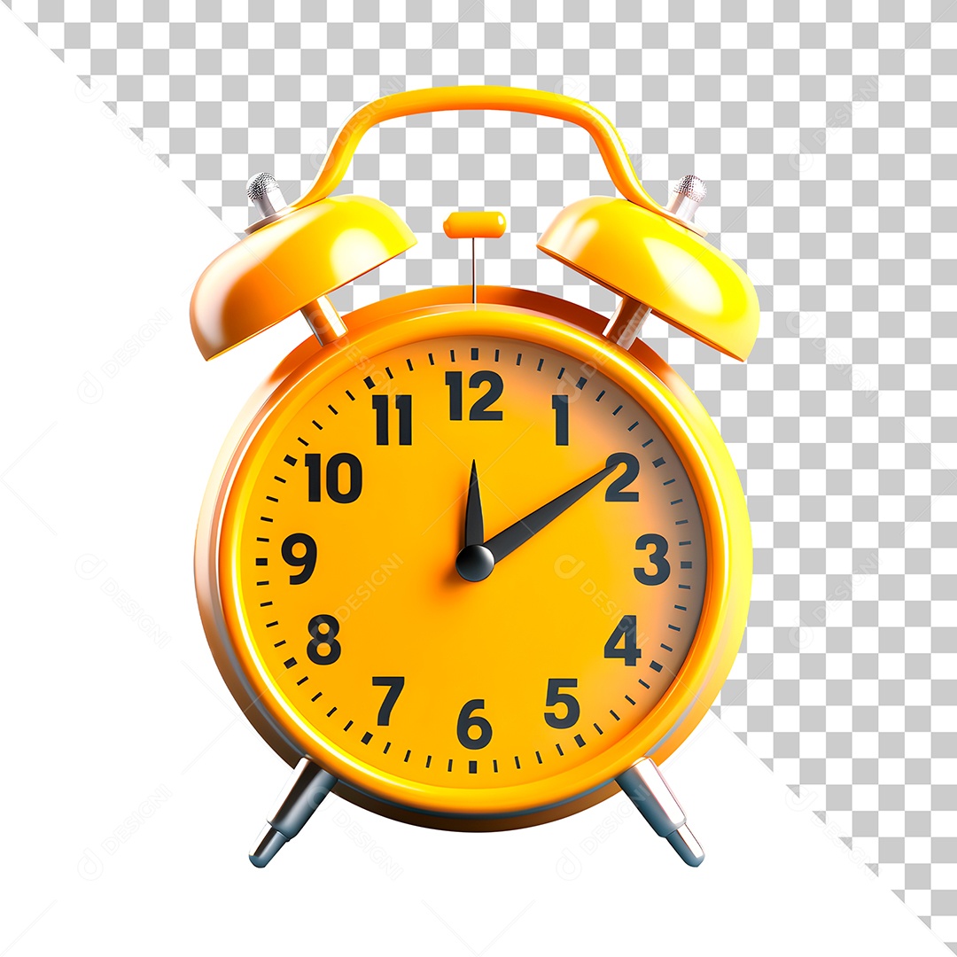 Elemento 3D Relógio Amarelo Para Composição PSD