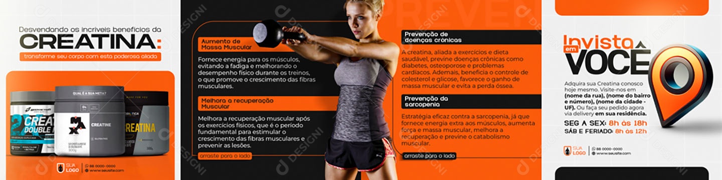 Carrossel Desvendando os Incríveis Benefícios da Creatina Social Media PSD Editável