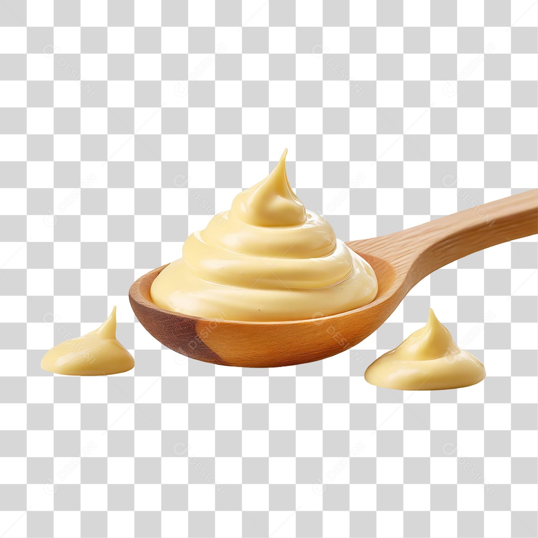 Maionese em Colher de Pau PNG Transparente