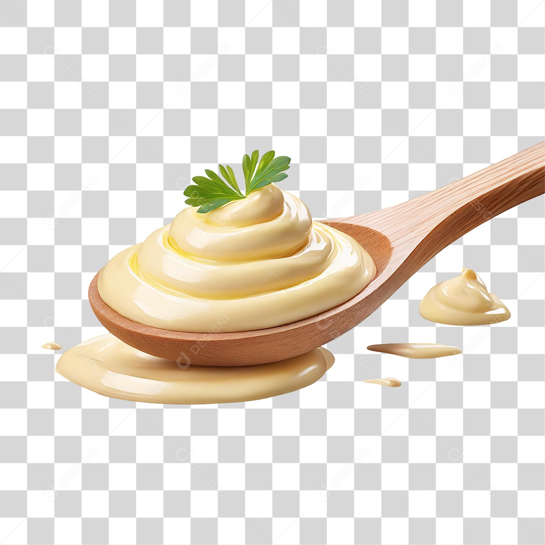 Maionese em Colher de Pau PNG Transparente
