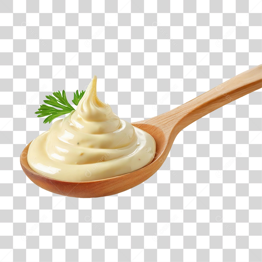 Maionese em Colher de Pau PNG Transparente