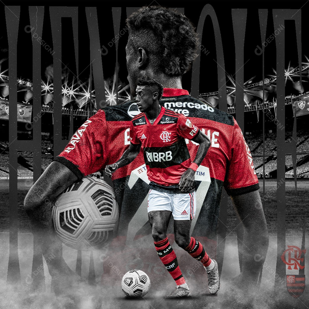 Social Media Flyer Futebol Bruno Henrique Flamengo PSD Editável