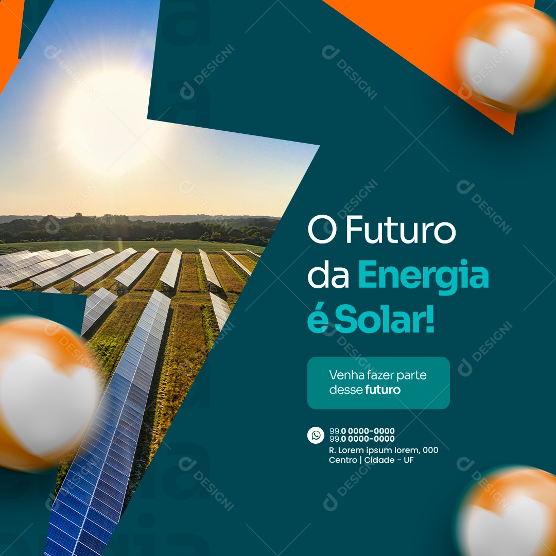 O Futuro da Energia é Solar Venha fazer parte desse futuro Social Media PSD Editável