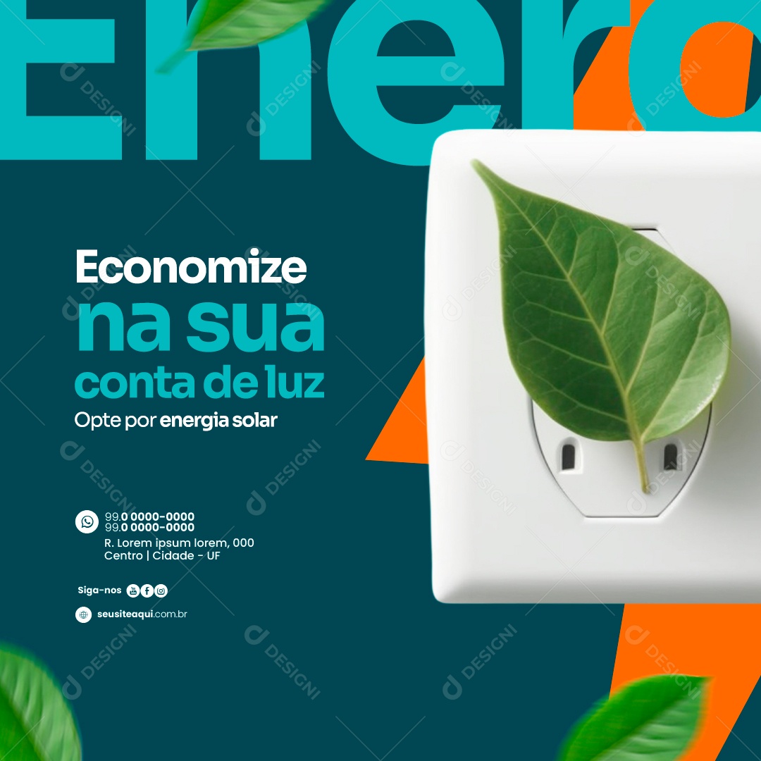 Energia Solar Economize na sua conta de luz Social Media PSD Editável
