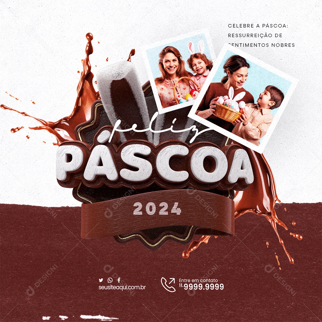 Feliz Páscoa Ressureição de Sentimentos Nobres Social Media PSD Editável