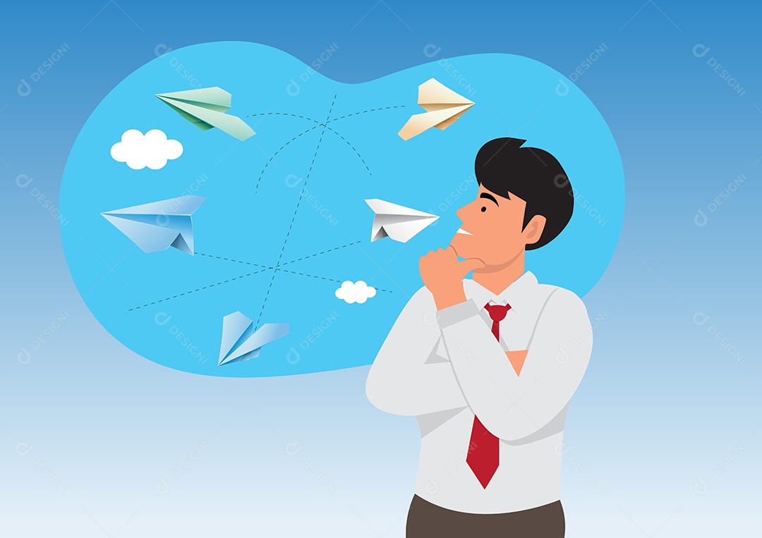 Empresário Indeciso Ilustração Vetor EPS + AI