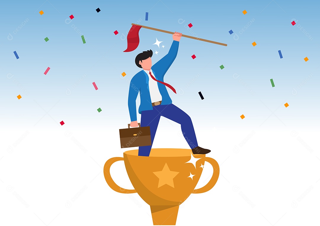 Empresário Vitorioso Ilustração Vetor EPS + AI