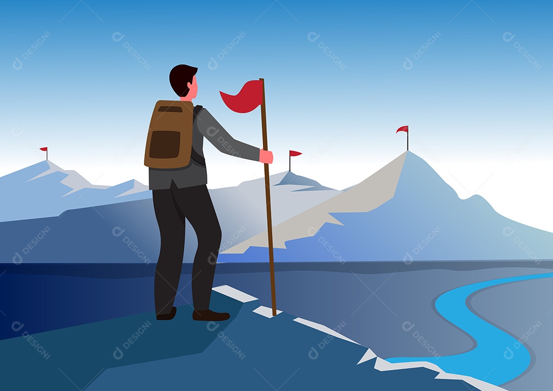 Empresário Vitorioso Ilustração Vetor EPS + AI