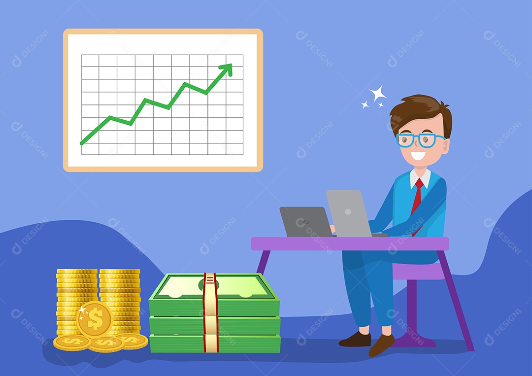 Empresário feliz Ilustração Vetor EPS + AI