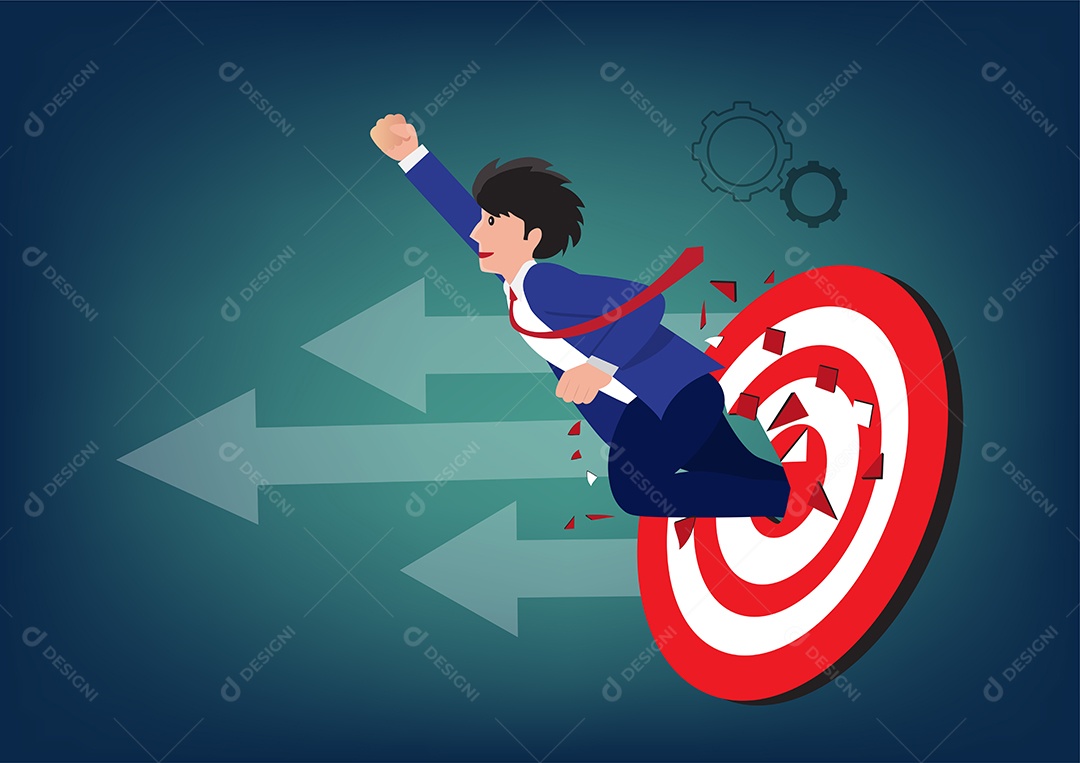Empresário Superando Metas Ilustração Vetor EPS + AI