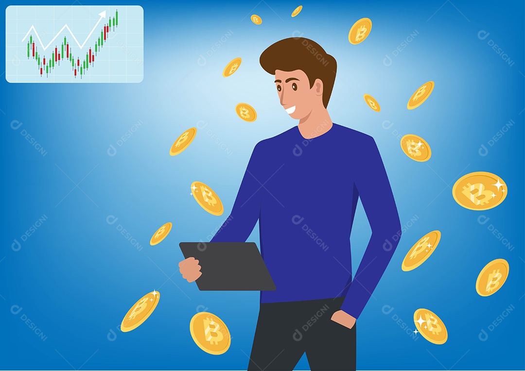 Empresário Ganhando Dinheiro Vetor EPS + AI