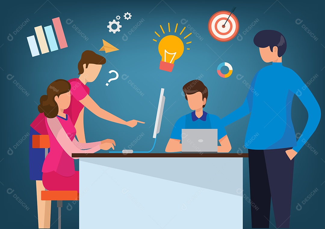 Chuva de Ideias de Negócios Ilustração Vetor EPS + AI