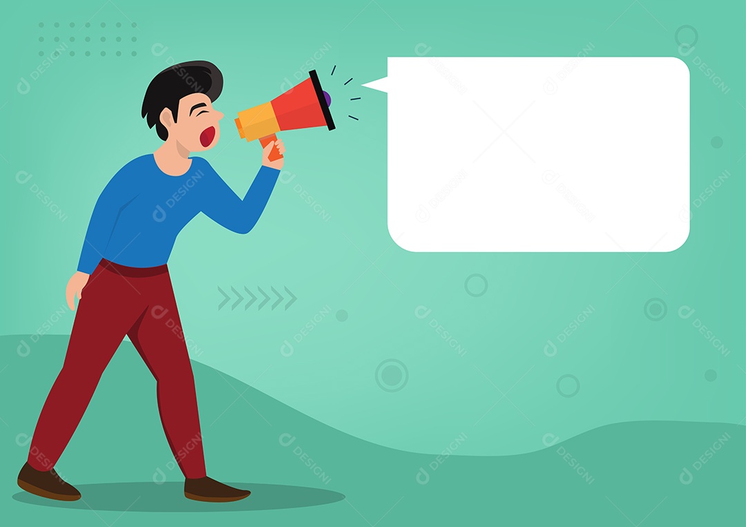 Empresário com Mega Fone Ilustração Vetor EPS + AI