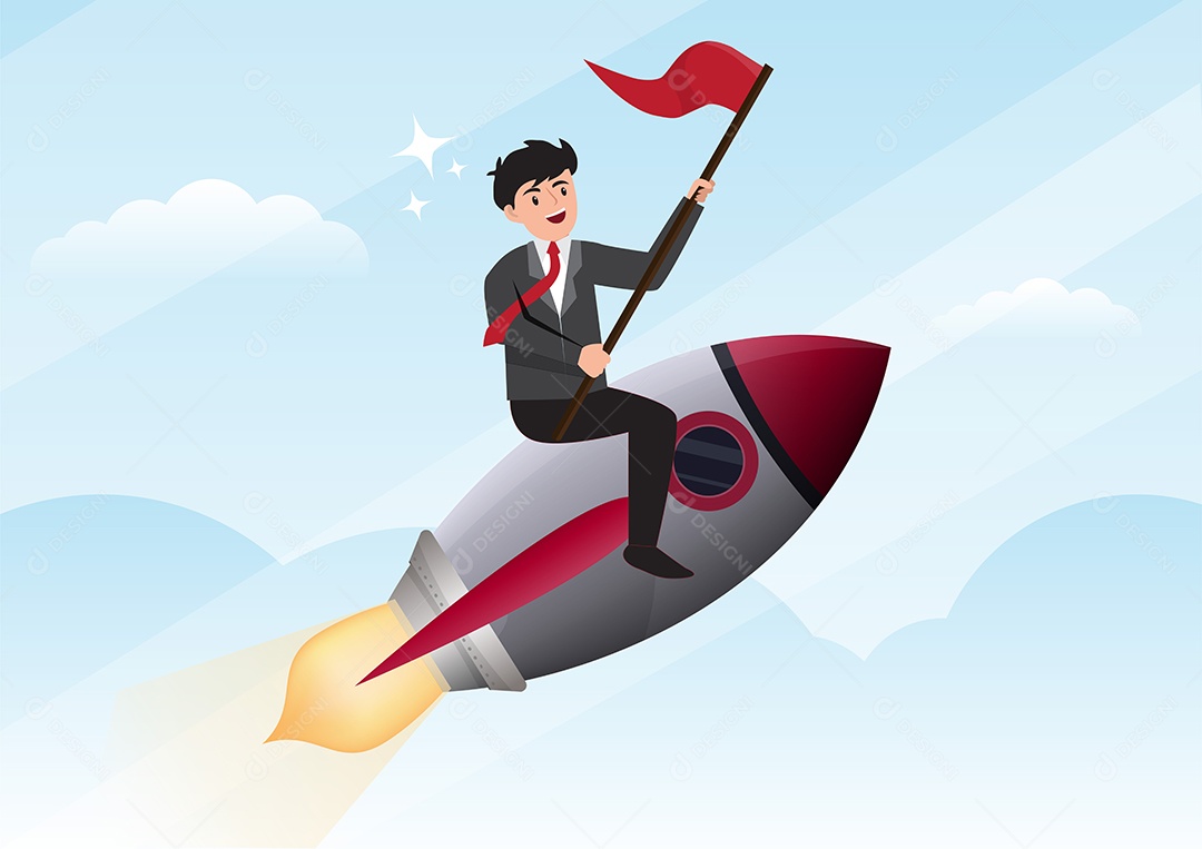 Empresário Voando Para o Sucesso Vetor EPS + AI