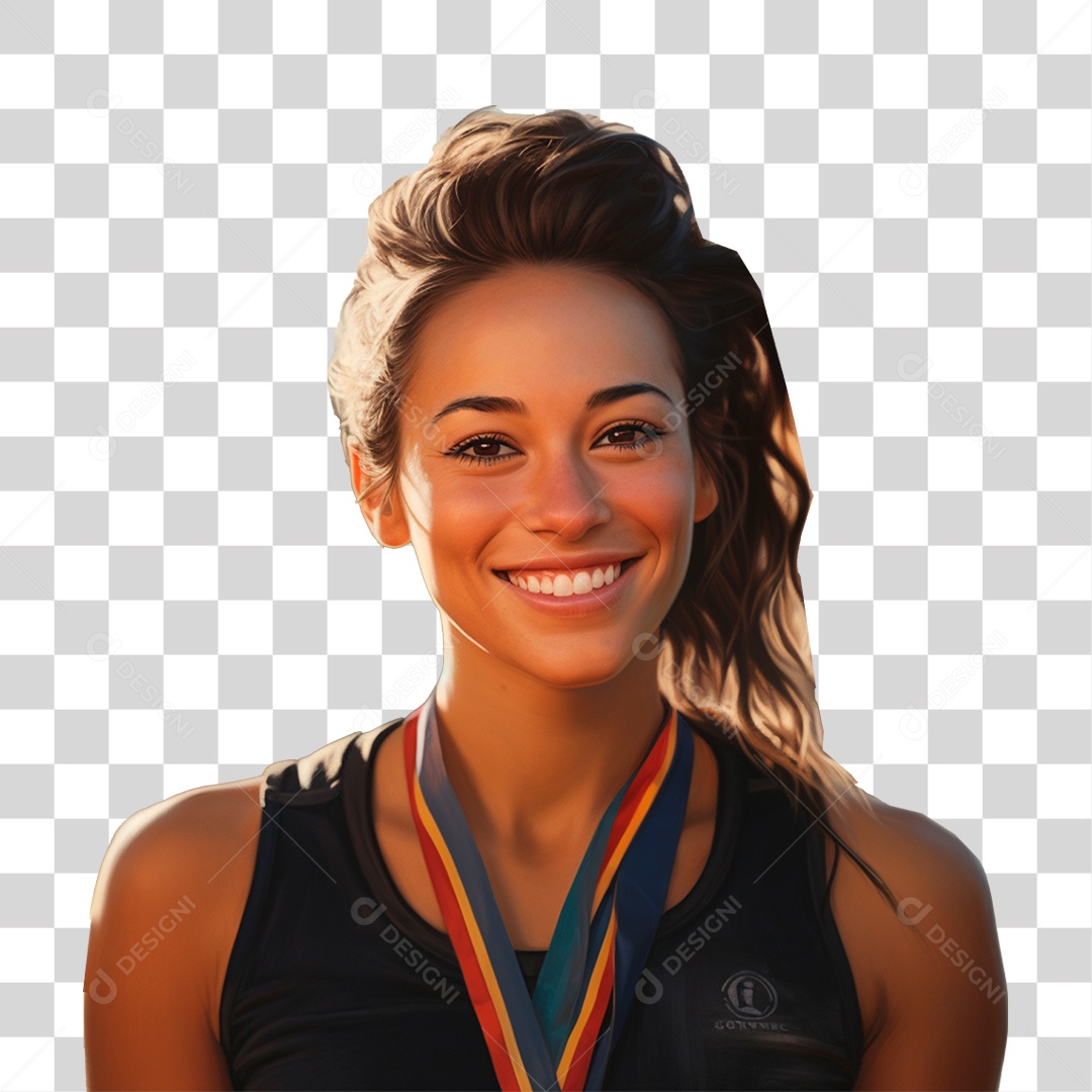 Atletas Competidores com Medalhas PNG Transparente