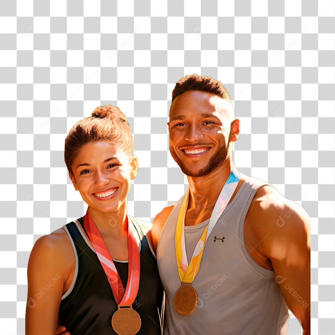 Atletas Competidores com Medalhas PNG Transparente