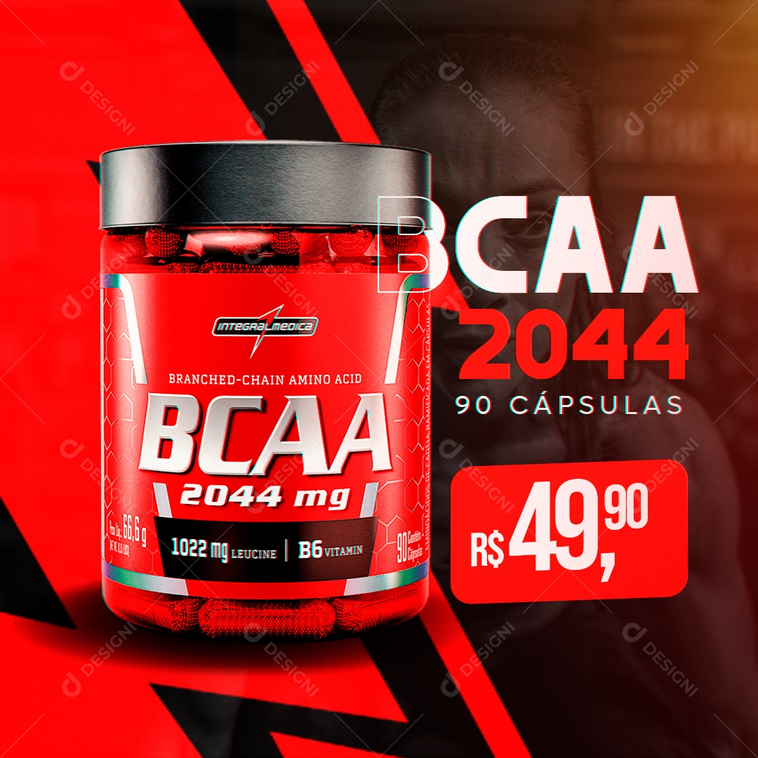 Social Media Academia BCAA 2044 Cápsulas PSD Editável