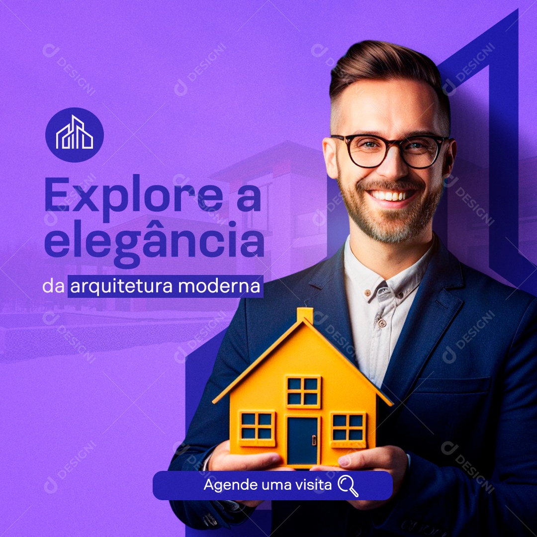 Explore a Elegância Da Arquitetura Moderna Imobiliária Social Media PSD Editável