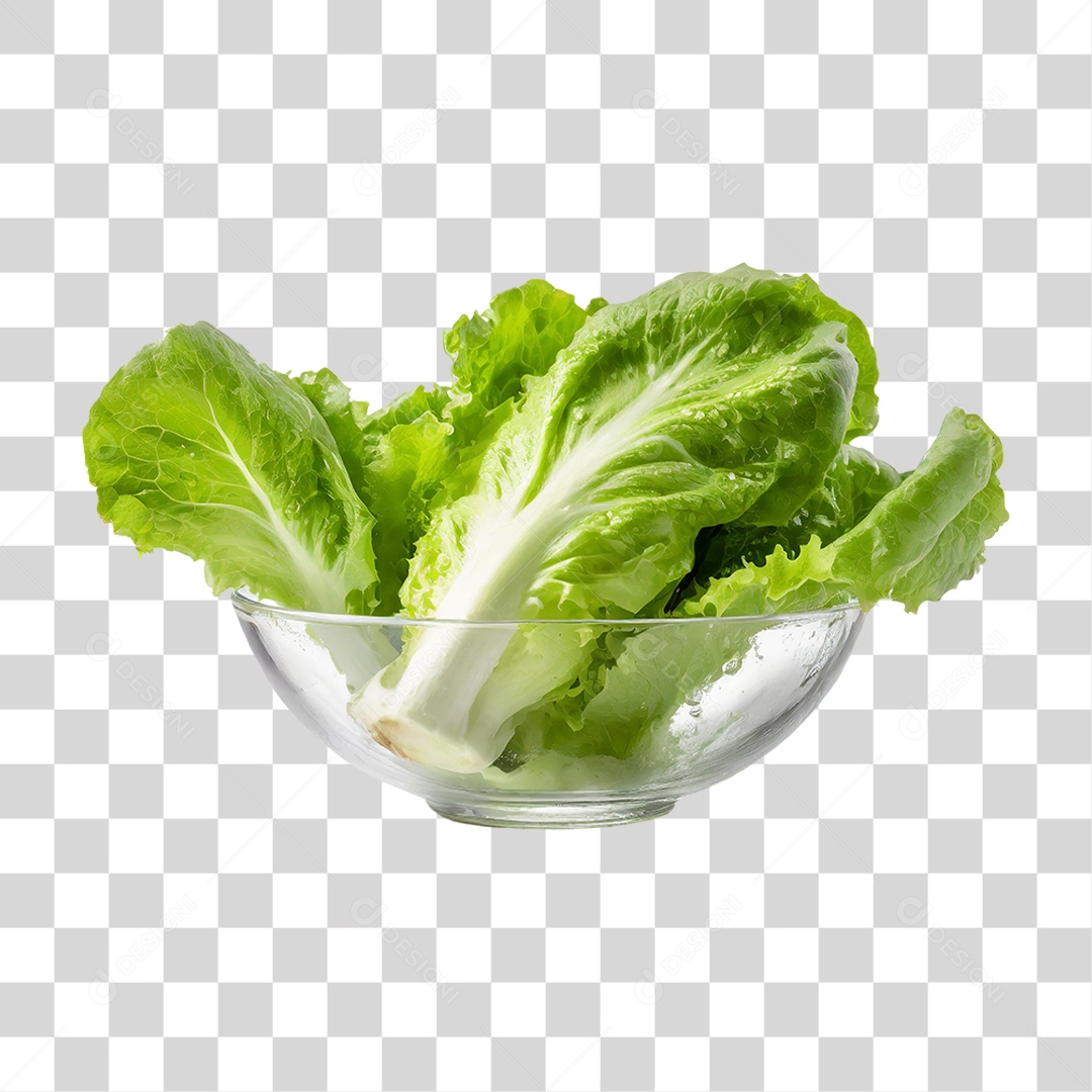 Tigela de Vidro com Alface PNG Transparente