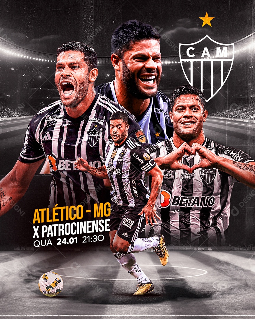 Social Media Flyer Feed Hulk Atlético-MG x Patrocinense PSD Editável