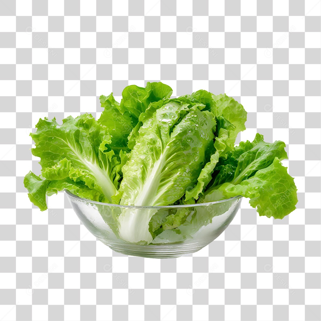 Tigela de Vidro com Alface PNG Transparente