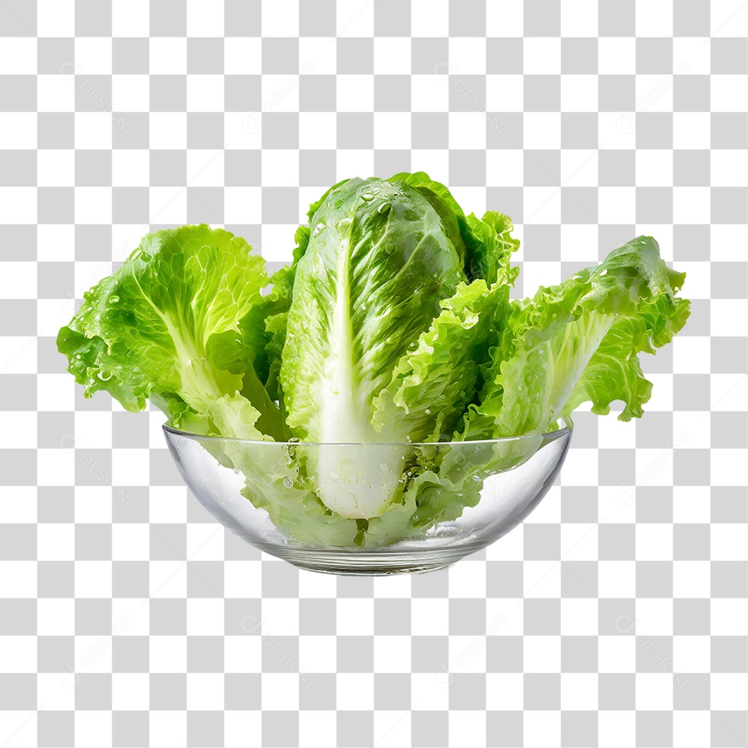 Tigela de Vidro com Alface PNG Transparente