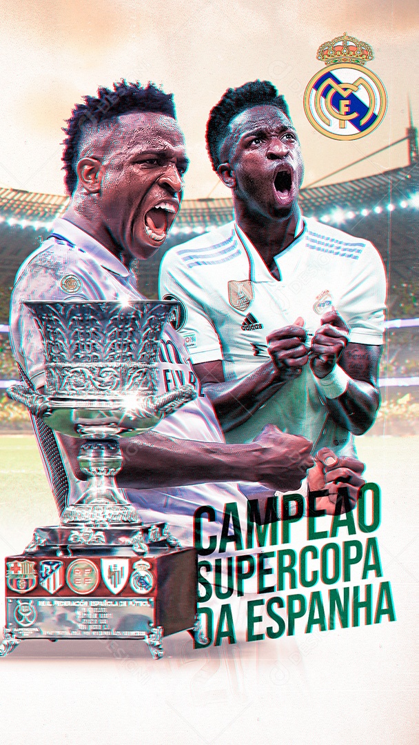 Social Media Flyer Story Campeão Supercopa Da Espanha PSD Editável