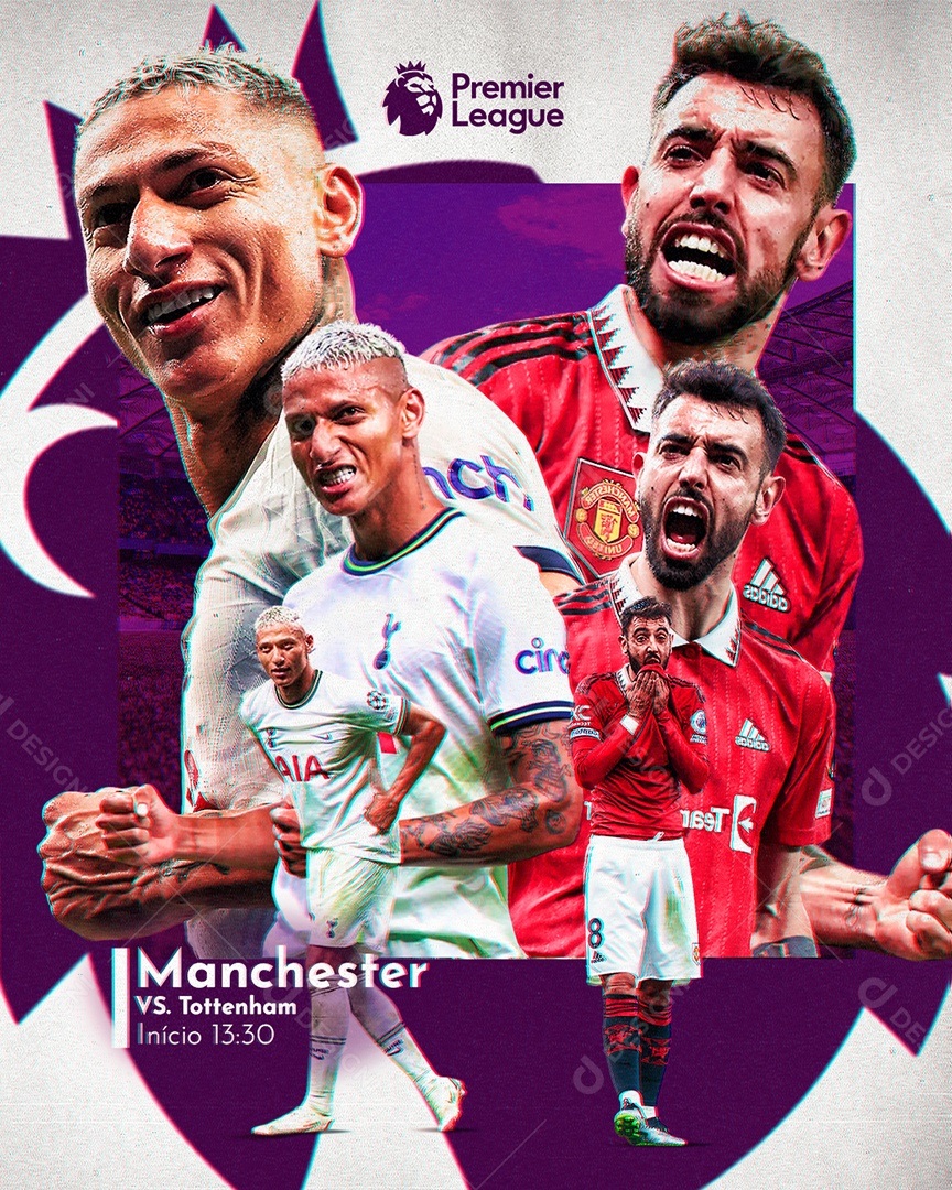 Social Media Flyer Premier League Manchester Vs Tottenham PSD Editável