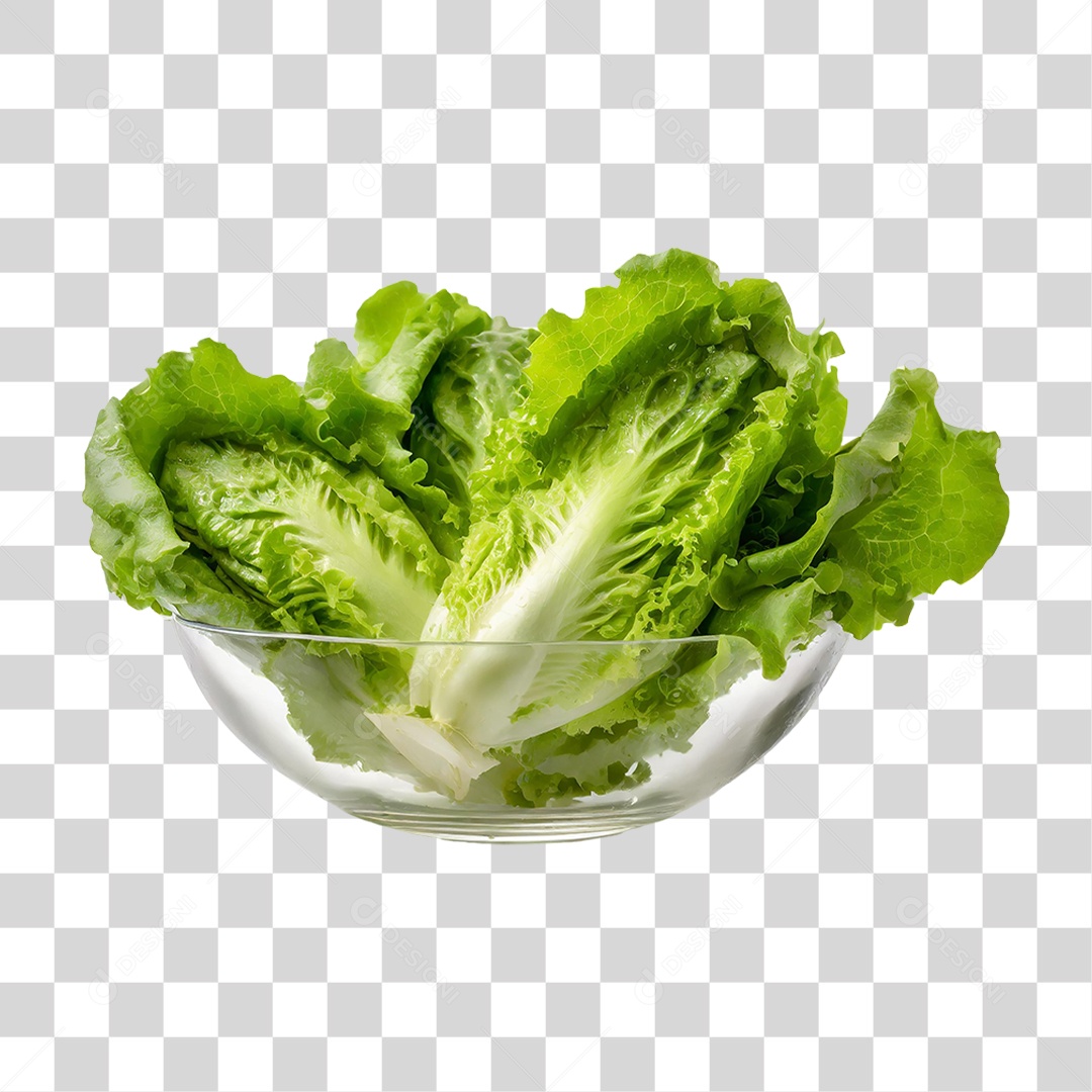 Tigela de Vidro com Alface PNG Transparente