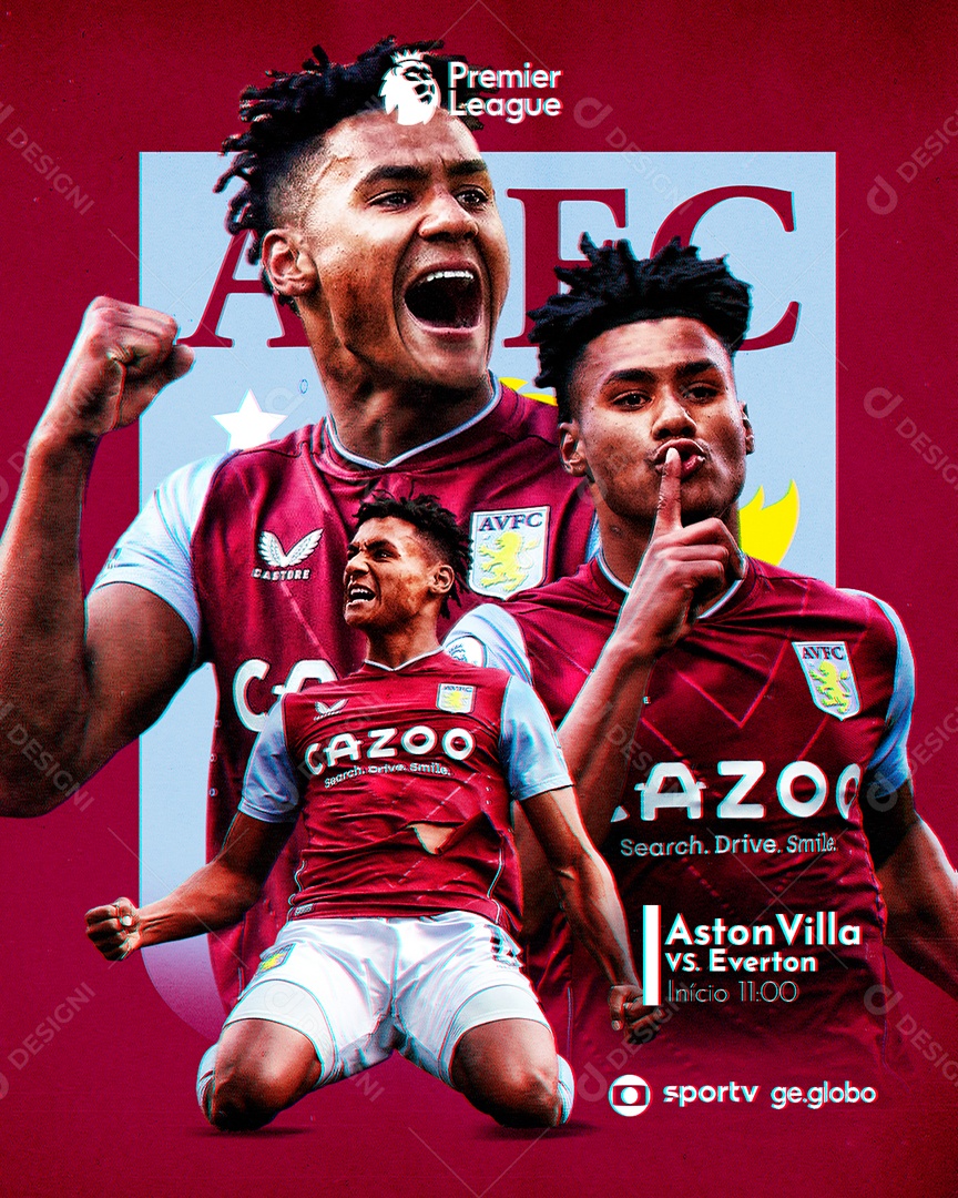 Social Media Flyer Futebol Aston Villa Vs Everton PSD Editável