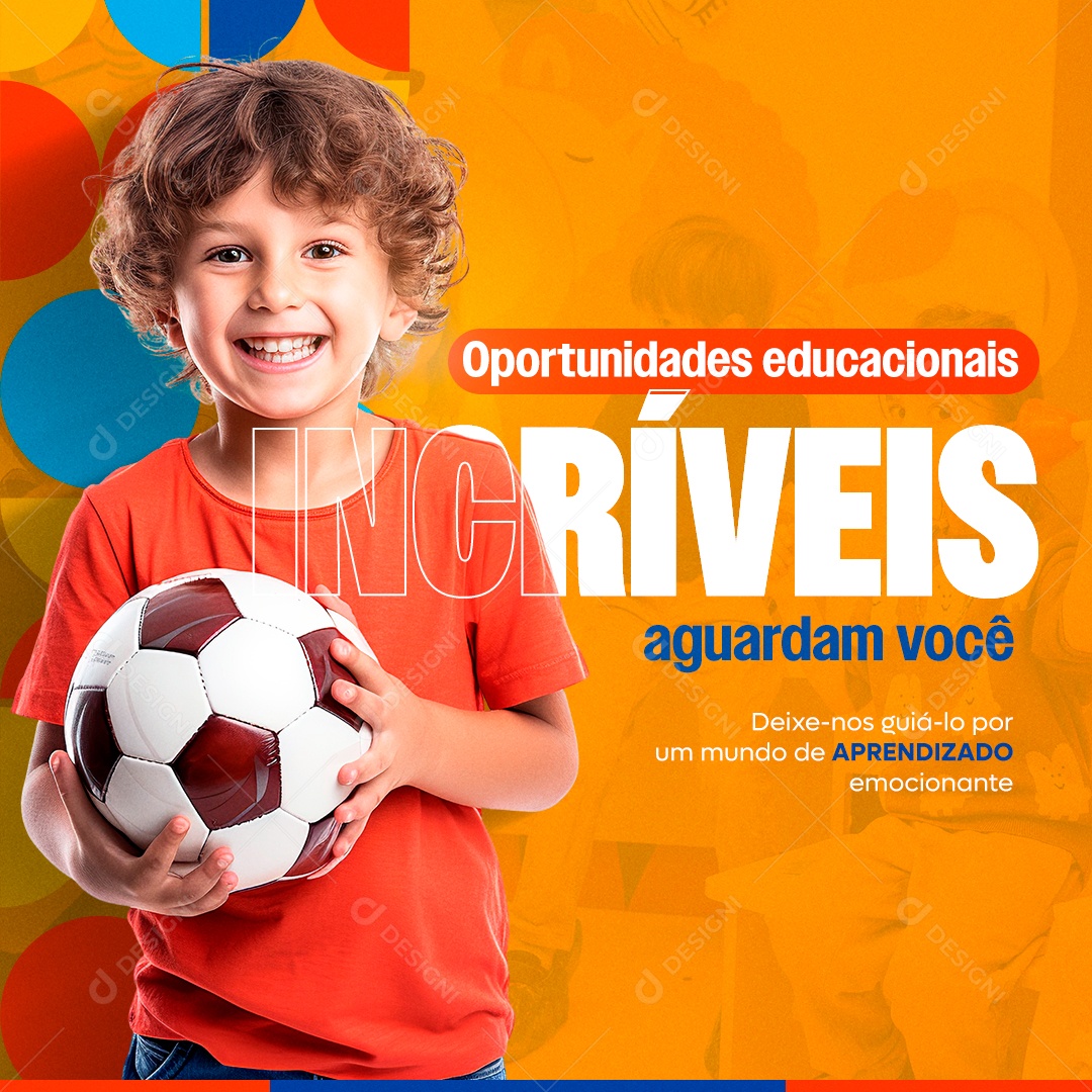 Social Media Oportunidades Educacionais Incríveis Escola PSD Editável