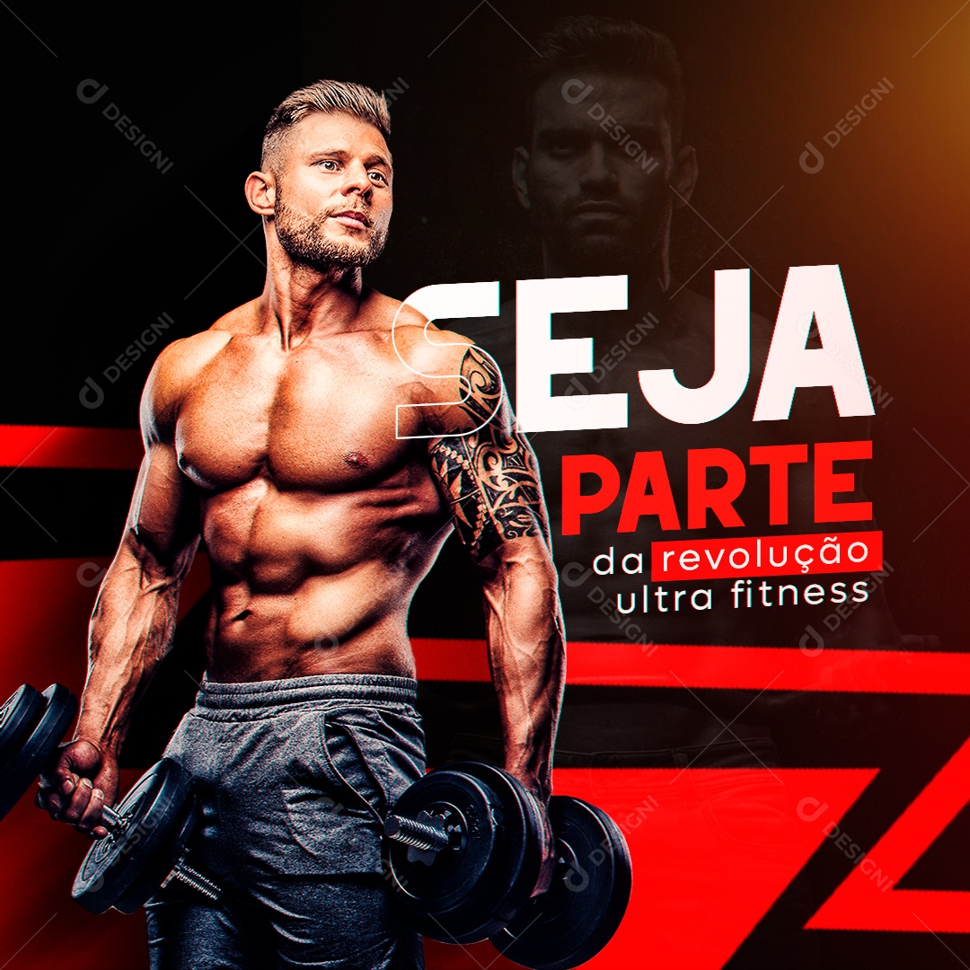 Academia Seja Parte De Revolução Fitness Social Media PSD Editável