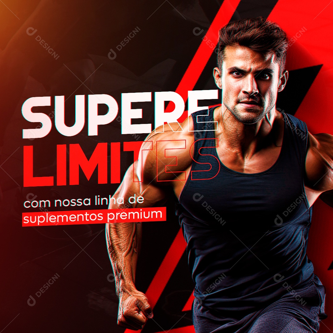 Supere Limites Suplementos Premium Academia Social Media PSD Editável