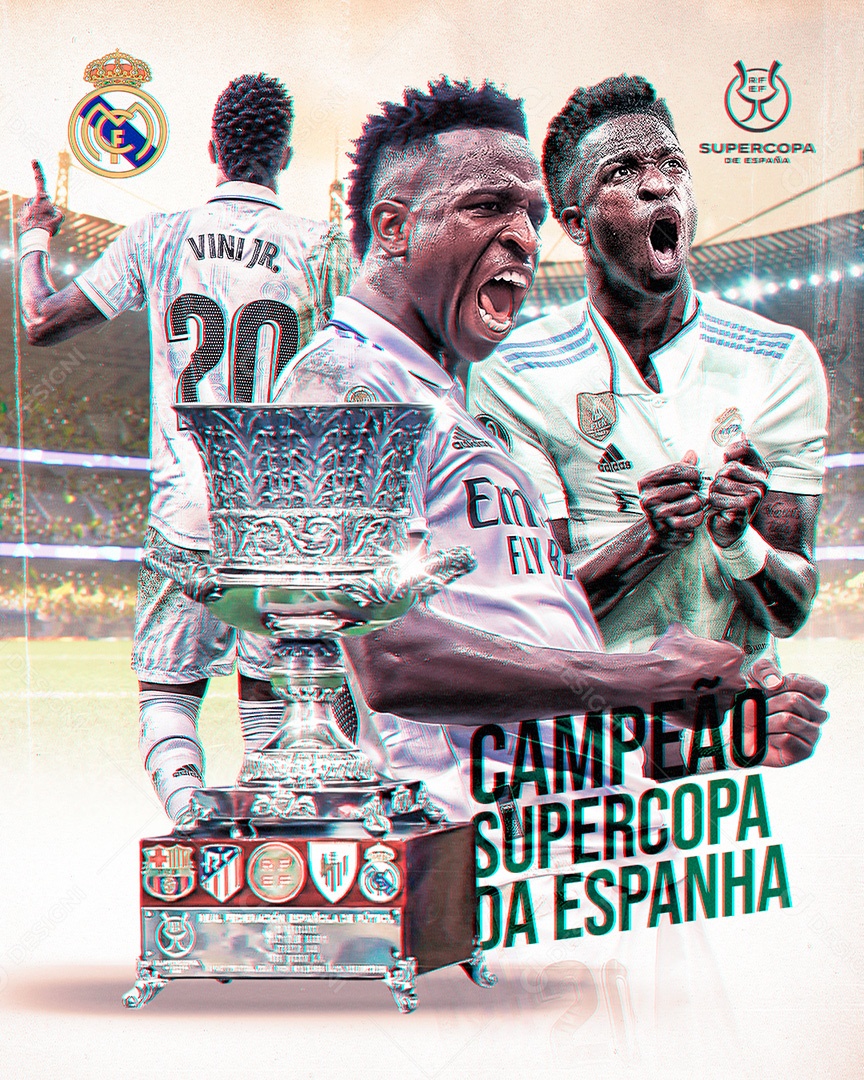 Social Media Flyer Futebol Campeão Supercopa Da Espanha PSD Editável