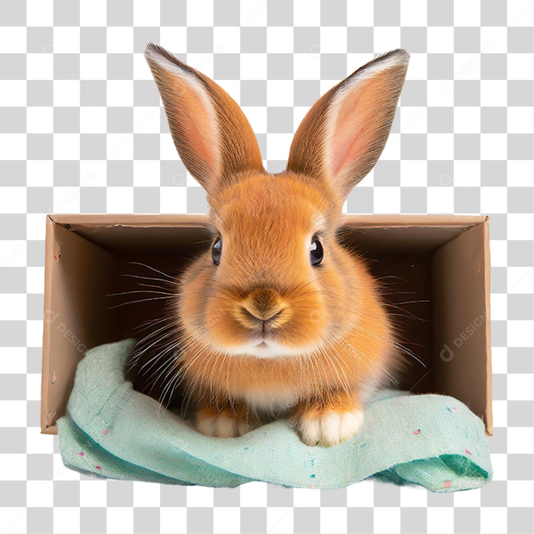 Filhote de Coelho em Caixa PNG Transparente