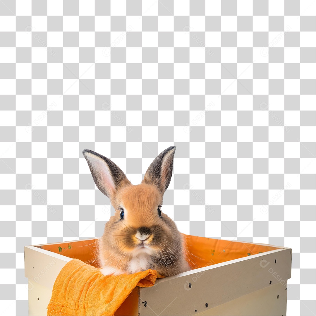 Filhote de Coelho em Caixa PNG Transparente