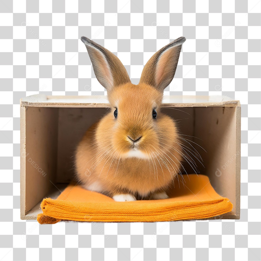 Filhote de Coelho em Caixa PNG Transparente