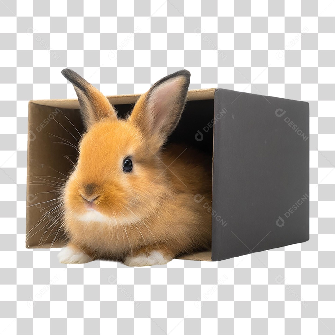 Filhote de Coelho em Caixa PNG Transparente