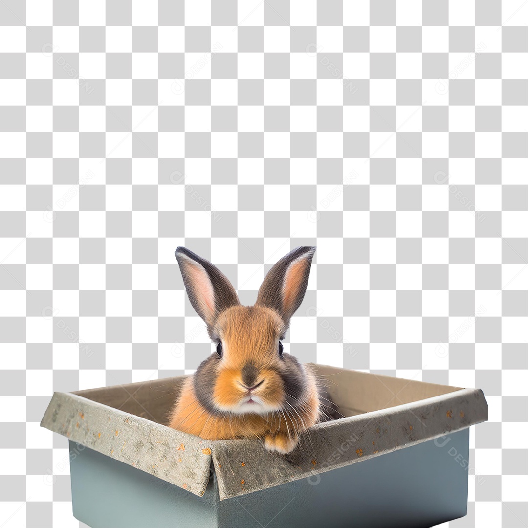 Filhote de Coelho em Caixa PNG Transparente