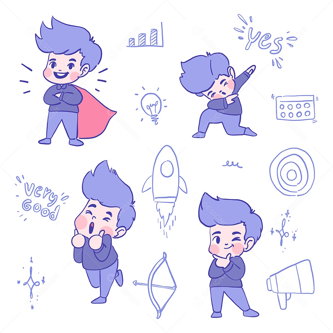 Conjunto de Personagens Desenhados Vetor EPS