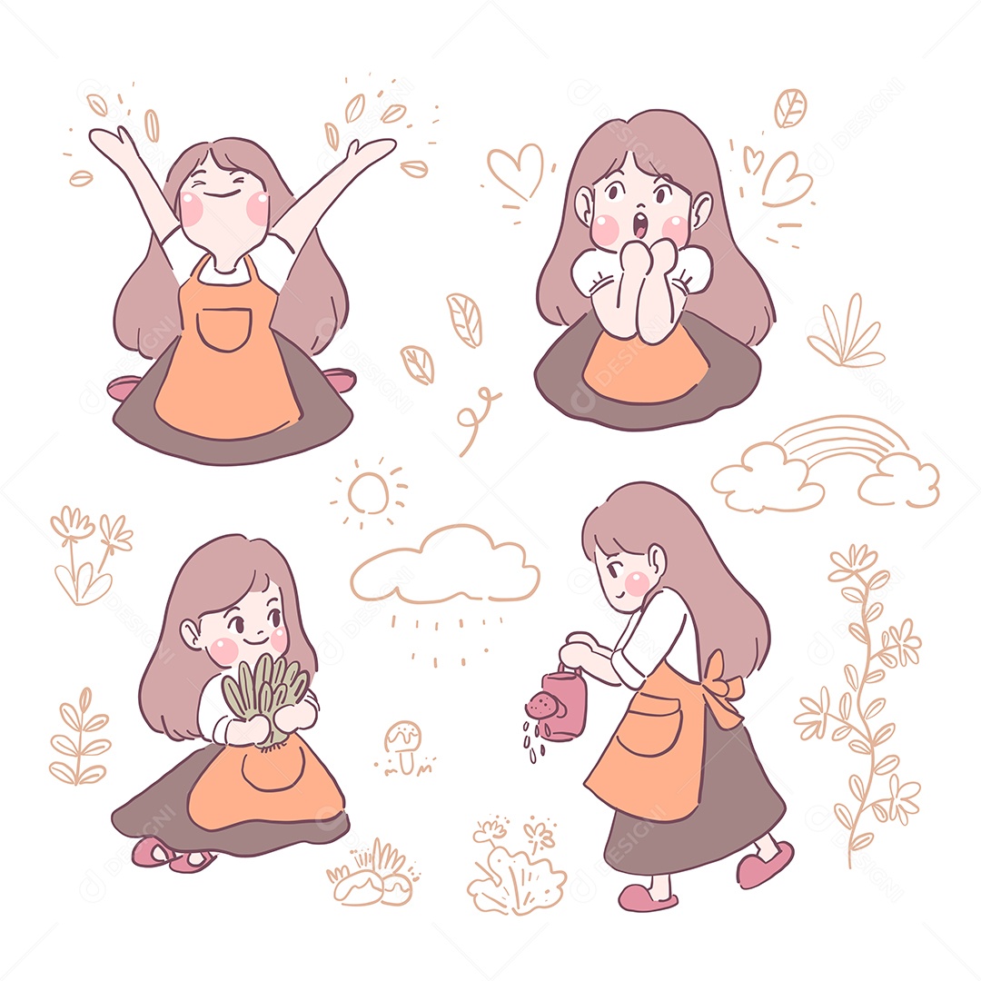 Conjunto de Personagens Desenhados Vetor EPS