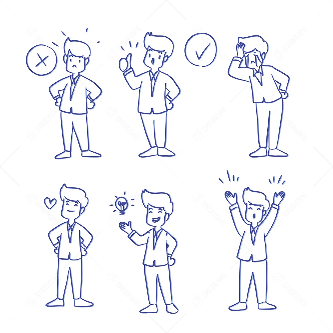 Conjunto de Personagens Desenhados Vetor EPS