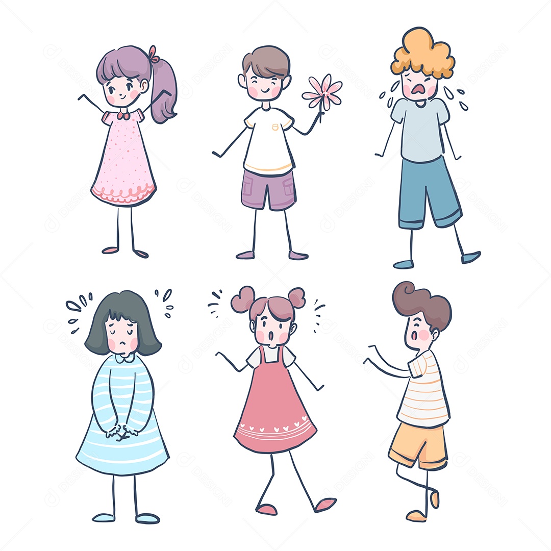 Conjunto de Personagens Desenhados Vetor EPS