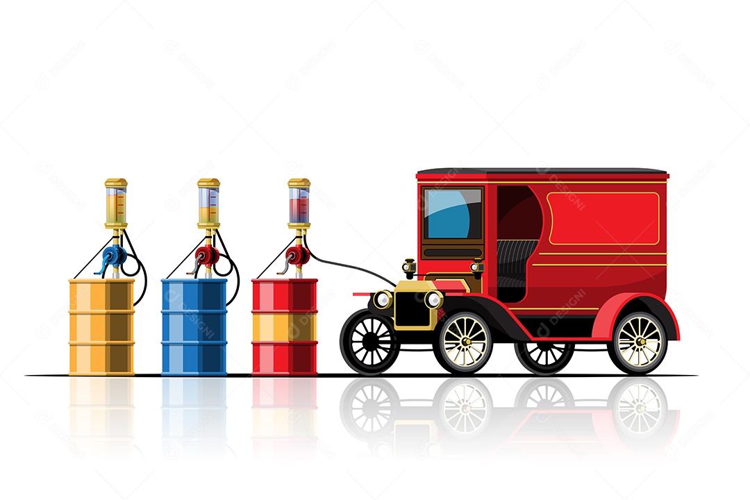 Carro Abastecendo Ilustração Vetor EPS