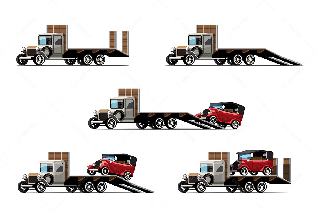 Guincho Rebocando Veículo Ilustração Vetor EPS