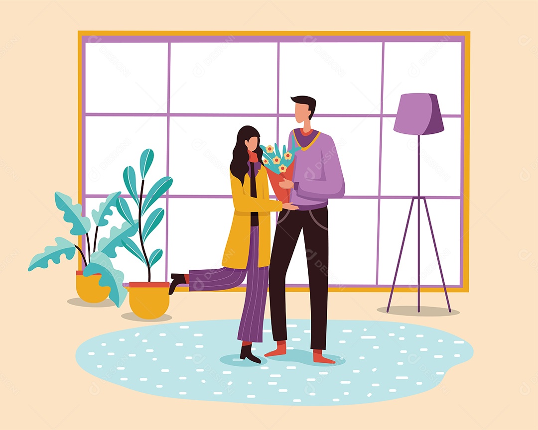 Casal Ilustração Vetor EPS